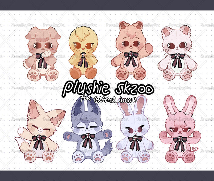 ✧ plushie skzoo set ✧ solid lineart